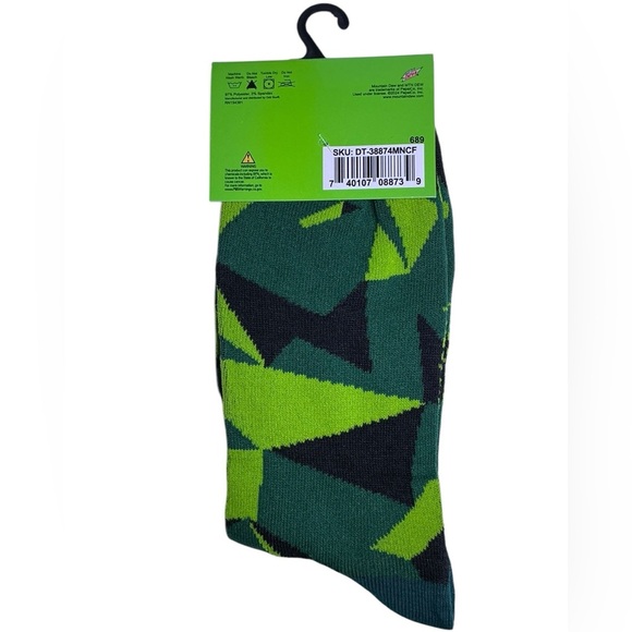 Socks Mountain Dew Novelty Crew Length Reinforced Black Green Unisex Men 6-12 - Picture 5 of 16